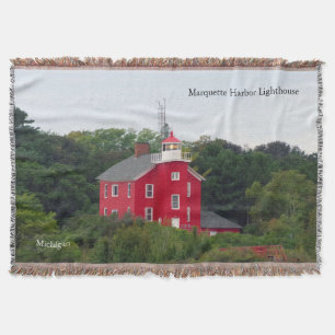 Marquette Harbour Lighthouse woven deken
