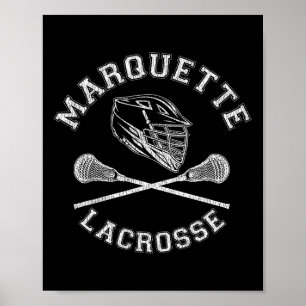 Marquette Lacrosse Distressed Retro Lax Poster