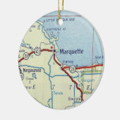 Marquette MI Old Map Keramisch Ornament (Links)