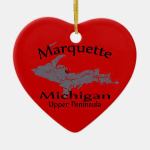 Marquette Michigan Cartes de Coeur ornement de con
