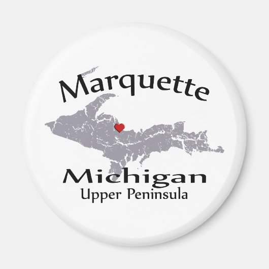Marquette Michigan Heart Map Design Magnet Magneet (Voorkant)