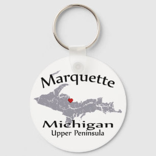 Marquette Michigan Heart Map Design Sleutelhanger