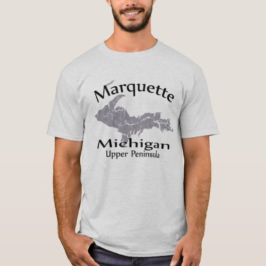 Marquette Michigan Map Design T-shirt (Voorkant)