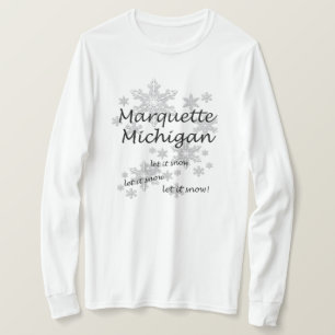 Marquette Michigan Snowflake Snow Dames T-shirt