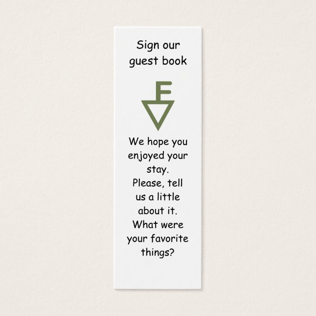 Marqueur de livres d'invités de la famille Fisher (Devant)