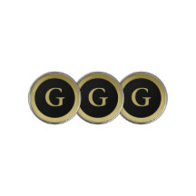 Marqueurs de balle de golf Black & Gold Elegant in