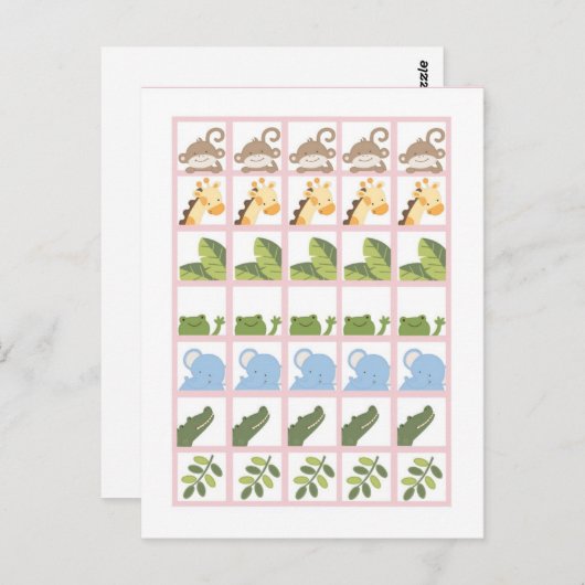 Marqueurs de cartes de bingo Safari Jungle Animaux (Devant / Derrière)