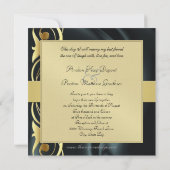 Marquis Black Silk Gold Scroll Ruby Invitation Kaart (Achterkant)