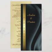 Marquis Black Silk Gold Wedding Programme (Devant / Derrière)
