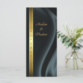 Marquis Black Silk Gold Wedding Programme (Debout devant)