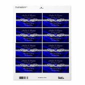 Marquis Blauw Zijde Zilver Scroll Wijn Trouwlabel Etiket (Full Sheet)