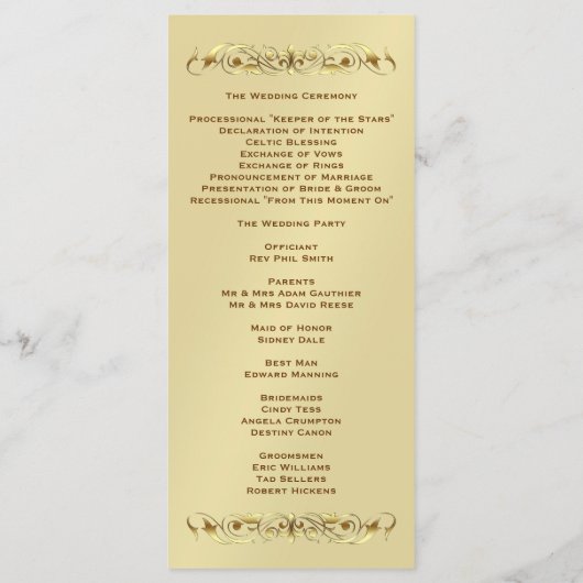 Marquis Blue Silk Gold Wedding Programme (Dos)