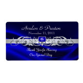 Marquis Blue Silver Scroll Vin Mariage Étiquette (Devant)