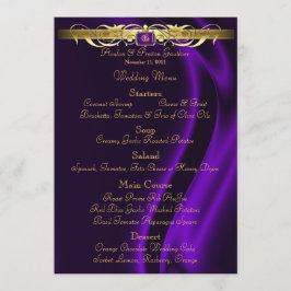 Marquis Paars Silk Gold Scroll WeddenMenu Menu