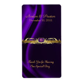 Marquis Paarse Zijde Gouden Scroll Wijn Trouwlabel Etiket (Voorkant)