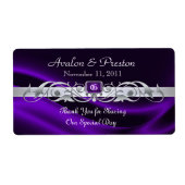 Marquis Paarse Zijde Zilver Wijn Trouwlabel Etiket (Voorkant)
