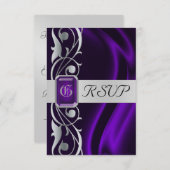 Marquis Purple Silver Scroll Pearl Rsvp (Devant / Derrière)