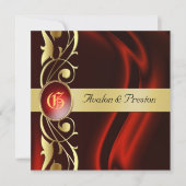 Marquis Red Silk Gold Scroll Ruby Invitation Kaart (Voorkant)