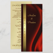 Marquis Red Silk Gold Wedding Programme (Devant / Derrière)