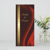 Marquis Red Silk Gold Wedding Programme (Debout devant)