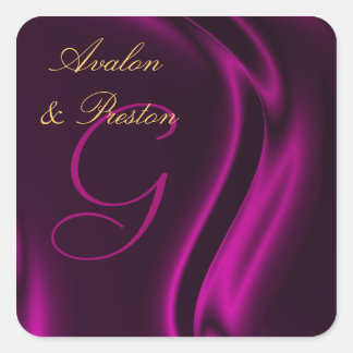 Marquis Roze Zijde Vierkant Monogram Sticker