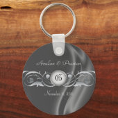 Marquis Silk Silver Scroll Pearl Sleutelhanger (Voorkant)