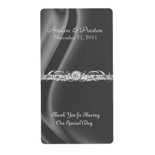 Marquis Silver Scroll Wine Mariage Étiquette (Devant)