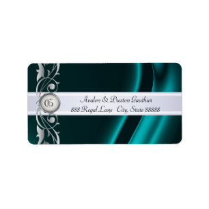 Marquis Turquoise & Étiquettes de adresse en soie