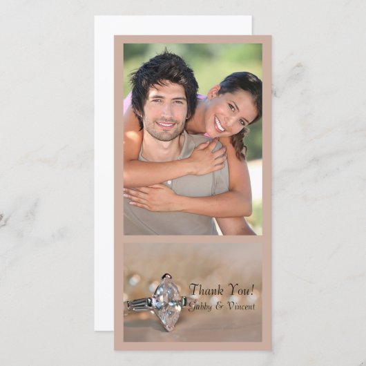 Marquise Diamond Verloving Ring Bruiloft Dank u Bedankkaart (Voorkant / Achterkant)