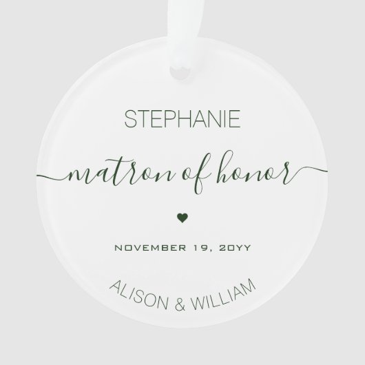 Marraine d'honneur personnalisée Texte Vert Foncé (devant)