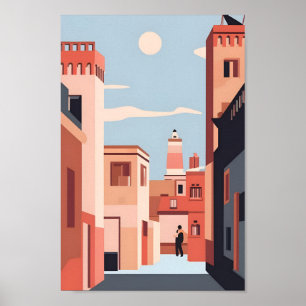 Marrakech Elegantie 4K Landschap Cityscape Poster