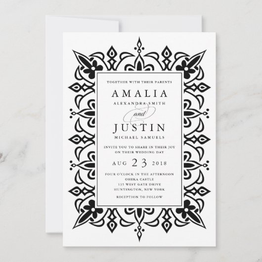 Marrakech Faire-part de mariage | Noir (Devant)