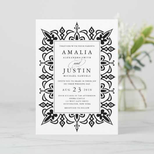 Marrakech Faire-part de mariage | Noir (Debout devant)