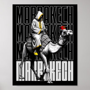 Marrakech Kameel Zonsondergang Marokko Vlag Marrak Poster