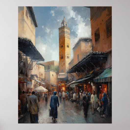 Marrakech Maroc Peinture Art Imprimer Poster (Devant)