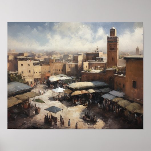 Marrakech Maroc Peinture Art Imprimer Poster (Devant)