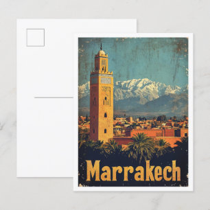 Marrakech Marokko Art Vintage Travel Illustratie Briefkaart