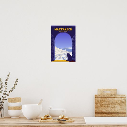 Marrakech Marokko Cat Retro Poster (Keuken)