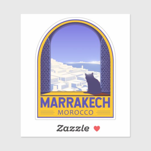 Marrakech Marokko Cat Retro Sticker (Vel)