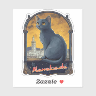 Marrakech Marokko Cat Retro Sticker
