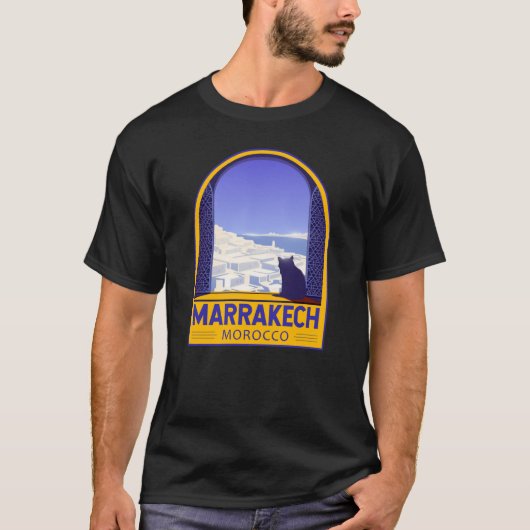 Marrakech Marokko Cat Retro T-shirt (Voorkant)