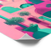 Marrakech Marokko Flat Vector Art Turquoise Poster (Hoek)