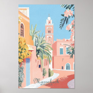 Marrakech Marokko Gouache Illustratie Reizen Poster