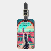 Marrakech Marokko Kat Reizen Toerisme Souvenir Bagagelabel (Voorkant verticaal)