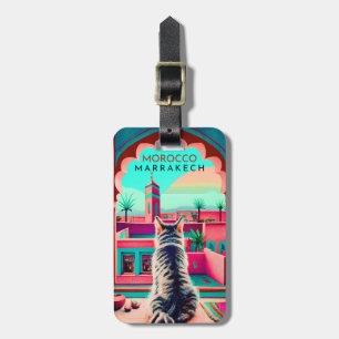 Marrakech Marokko Kat Reizen Toerisme Souvenir Bagagelabel