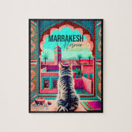 Marrakech Marokko Kat Reizen Toerisme Souvenir Legpuzzel