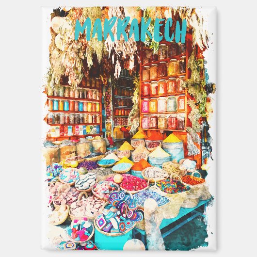 Marrakech Marokko Markt Bazaar Magneet (Voorkant)
