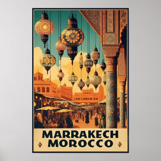 Marrakech Marokko Markt Reizen Poster (Voorkant)