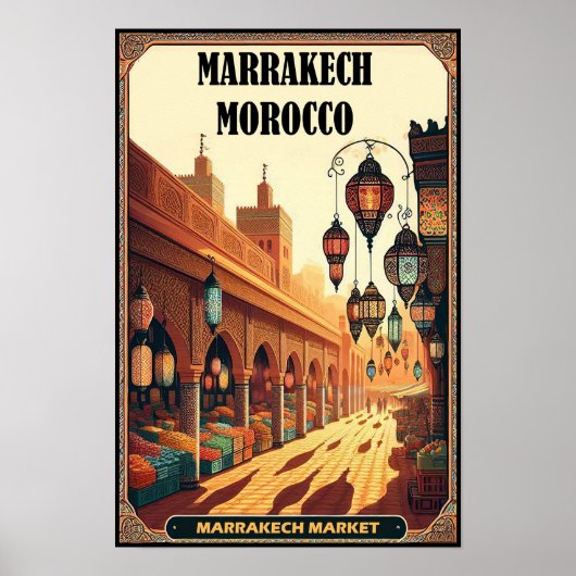 Marrakech Marokko Markt Reizen Poster (Voorkant)