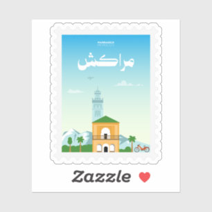 Marrakech Marokko Postzegel Reizen Sticker